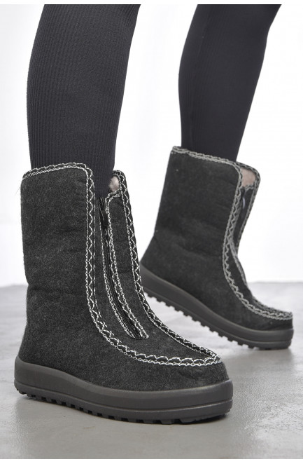 Бурки женские на меху черно-серого цвета 187722L