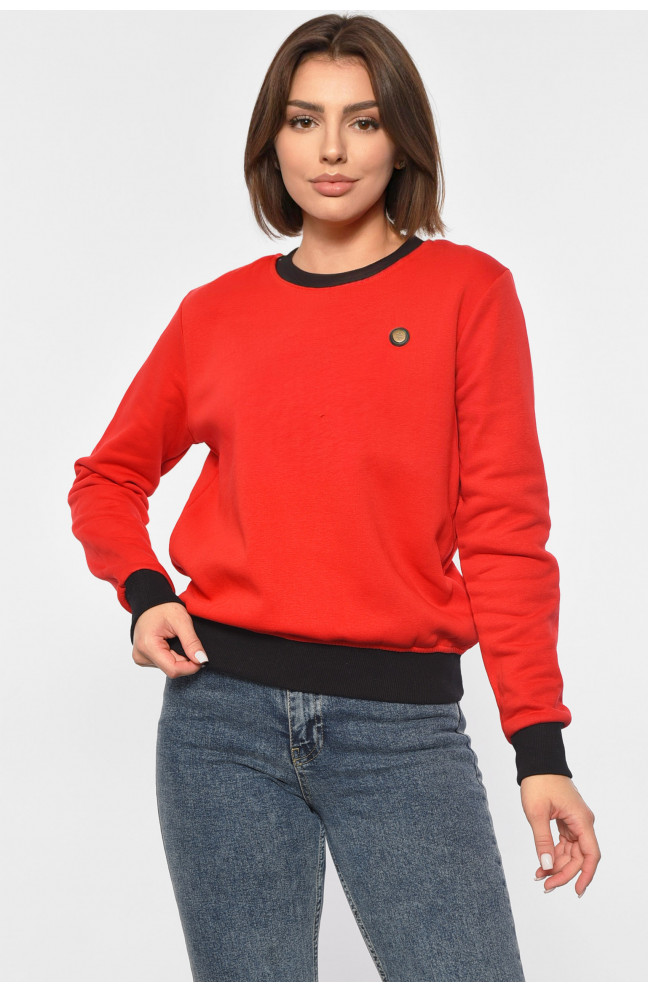 Свитшот женский на флисе красного цвета 187855L