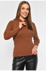 Гольф женский однотонный коричневого цвета 187883L