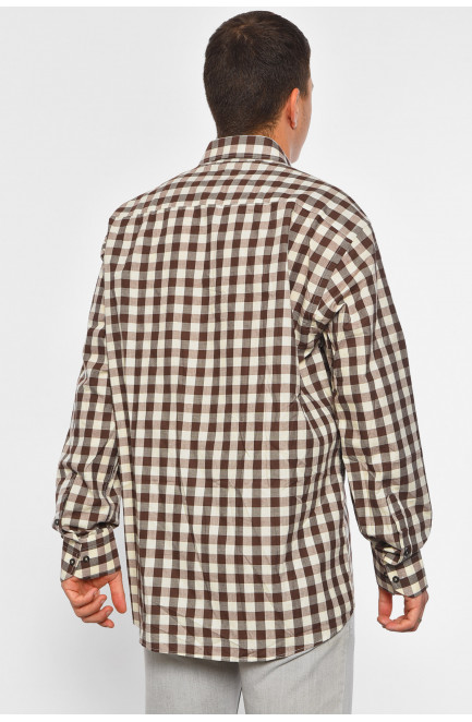Рубашка мужская коричневого цвета в клетку 187968L