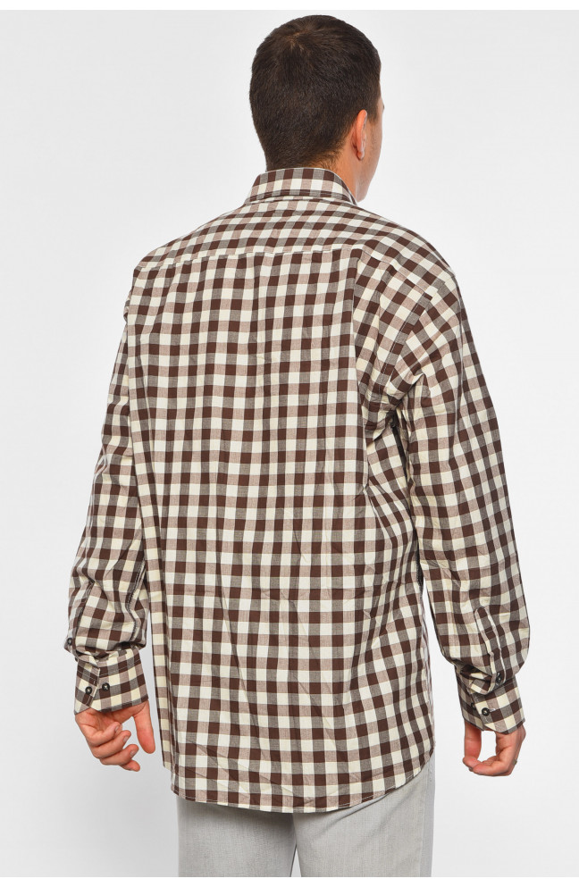 Рубашка мужская коричневого цвета в клетку 187968L