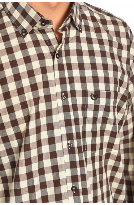 Рубашка мужская коричневого цвета в клетку 187968L