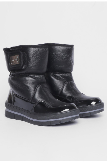 Дутики женские на меху черного цвета 188106L