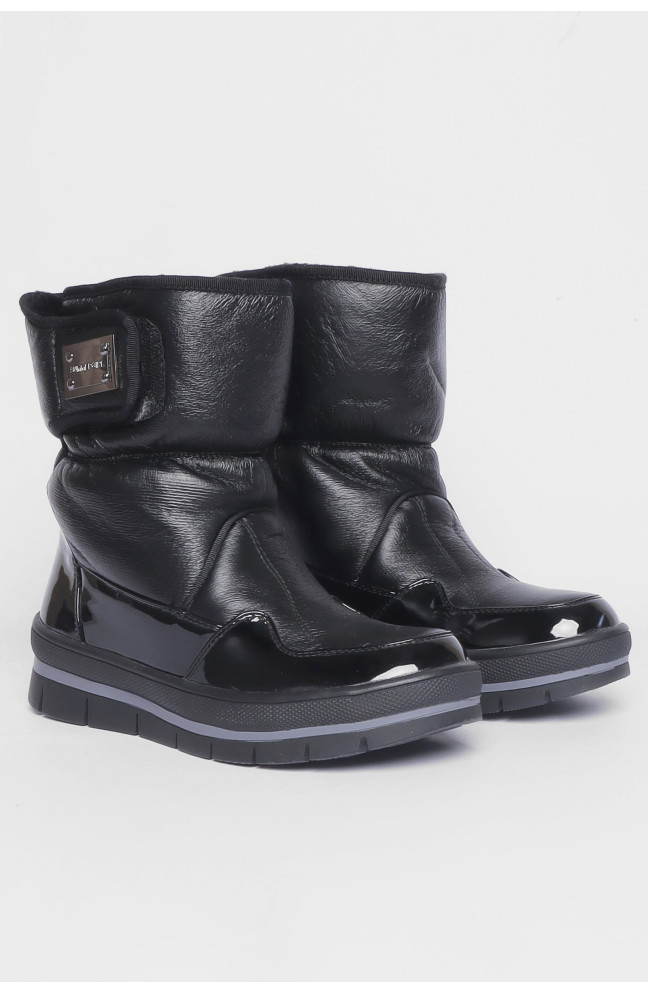 Дутики женские на меху черного цвета 188106L