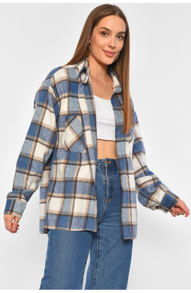 Рубашка женская в клетку голубого цвета 188964L