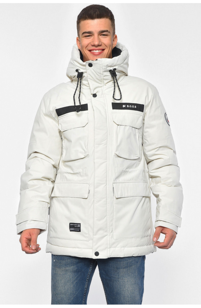 Куртка мужская полубатальная еврозима бежевого цвета 188993L