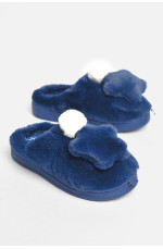 Тапочки детские тёмно-синего цвета с мехом 189049L