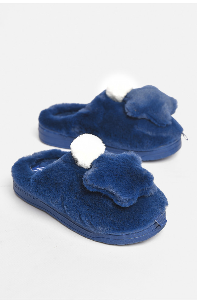 Тапочки детские тёмно-синего цвета с мехом 189049L
