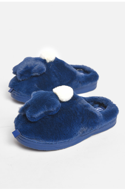 Тапочки детские тёмно-синего цвета с мехом 189049L