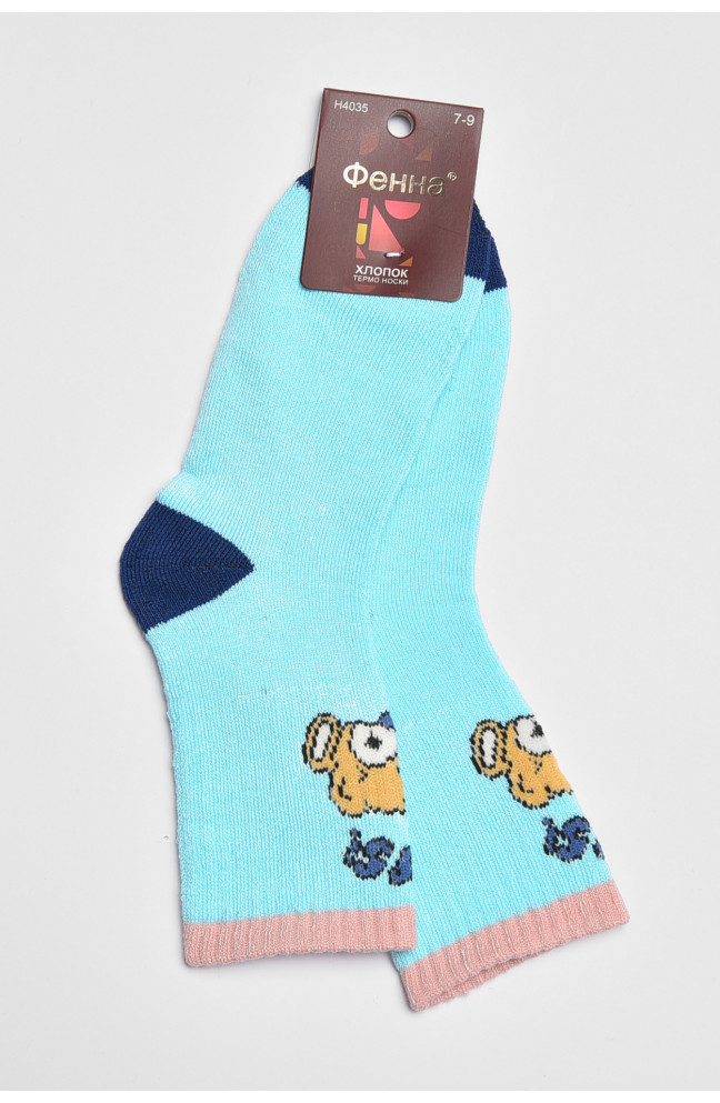 Шкарпетки дитячі махрові для дівчинки блакитного кольору 189432L