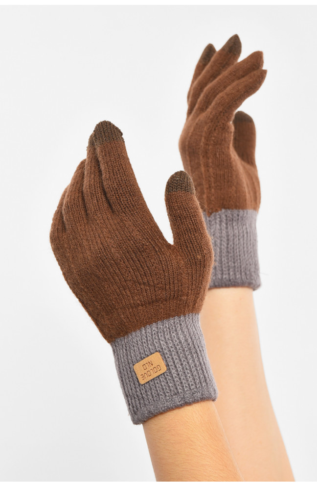 Перчатки женские сенсорные коричневого цвета утепленные 190042L