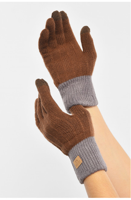Перчатки женские сенсорные коричневого цвета утепленные 190042L