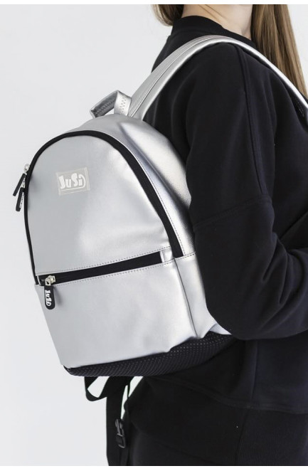 Рюкзак детский эко кожа серого цвета однотонный 190095L