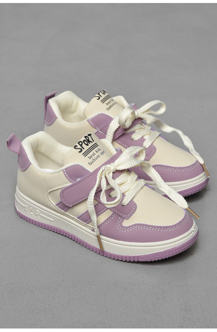 Кроссовки детские сиреневого цвета на шнуровке 190142L