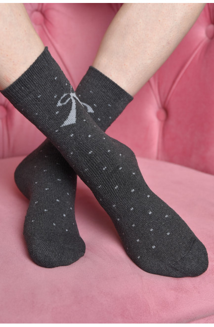 Носки женские махровые темно-серого цвета 190422L