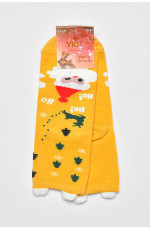 Носки женские с новогодним принтом желтого цвета 190962L