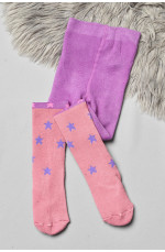 Колготы детские махровые для девочки розового цвета с принтом 191514L