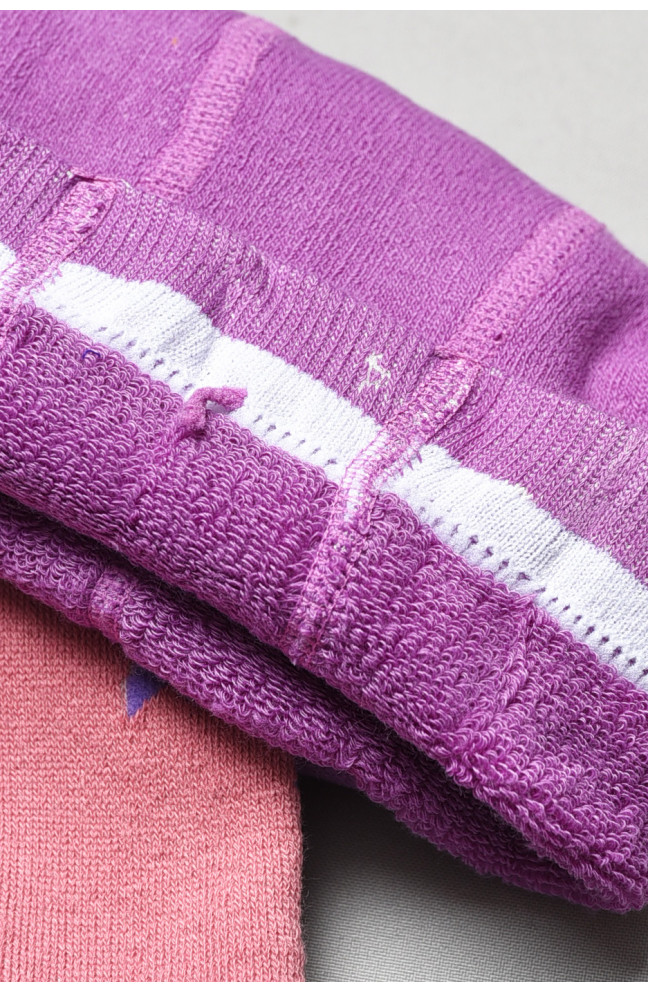 Колготы детские махровые для девочки розового цвета с принтом 191514L