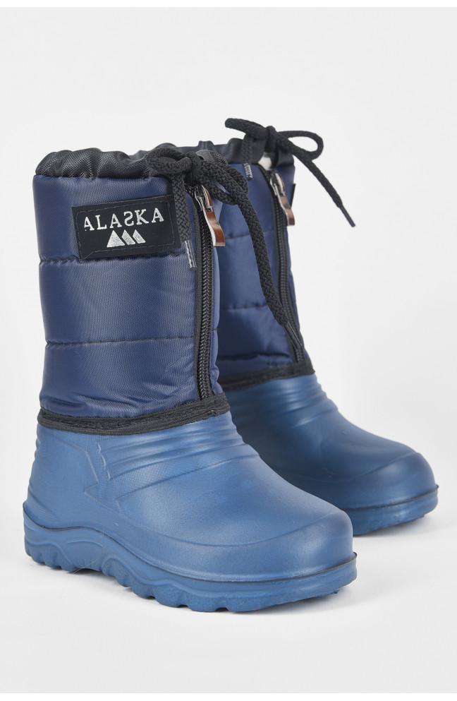 Дутики детские на флисе темно-синего цвета 191541L