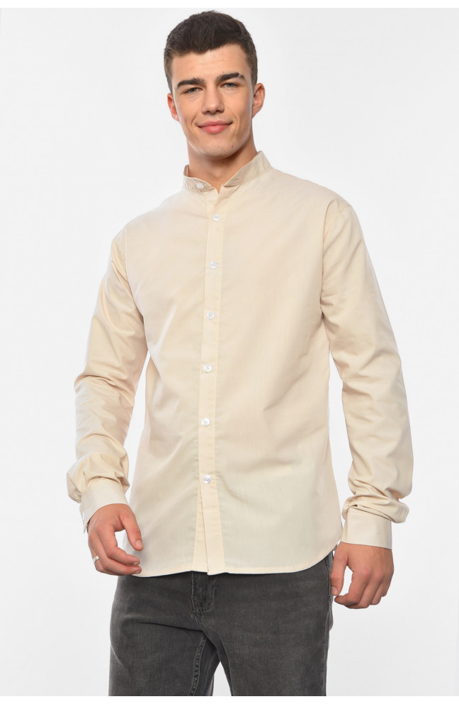 Рубашка мужская однотонная бежевого цвета 191629L