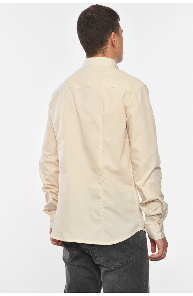 Рубашка мужская однотонная бежевого цвета 191629L