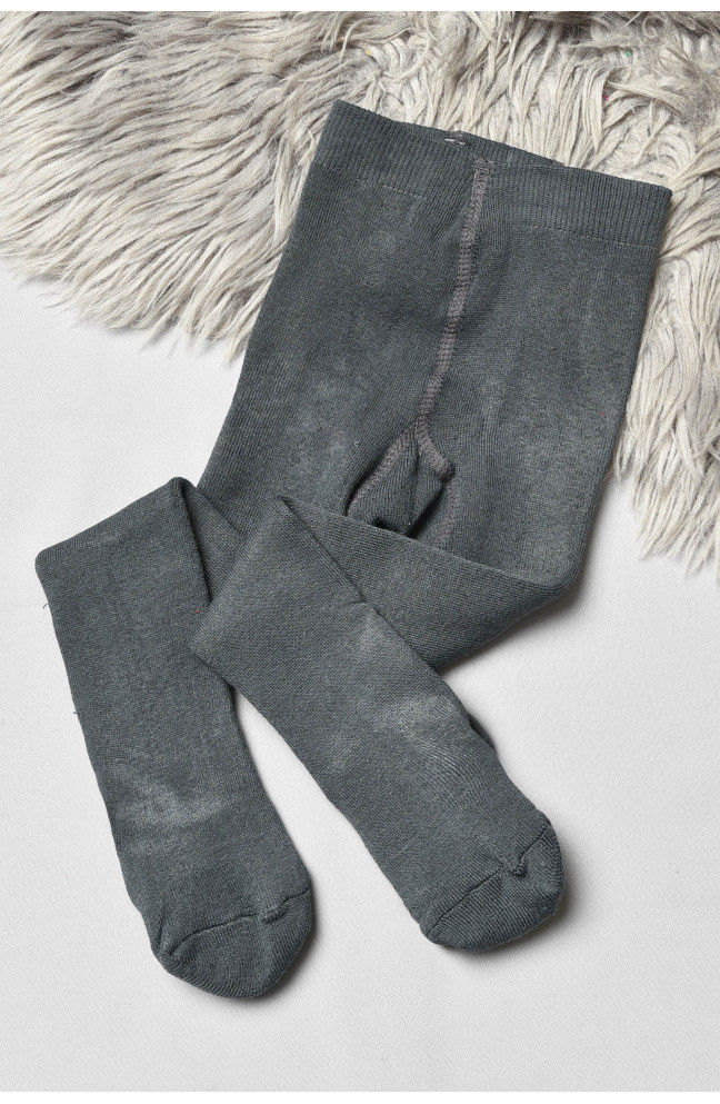 Колготы детские махровые для мальчика однотонные темно-серого цвета 191663L