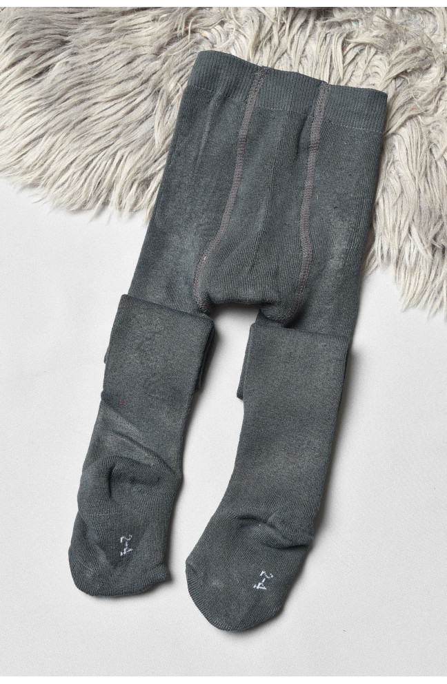 Колготы детские махровые для мальчика однотонные темно-серого цвета 191663L