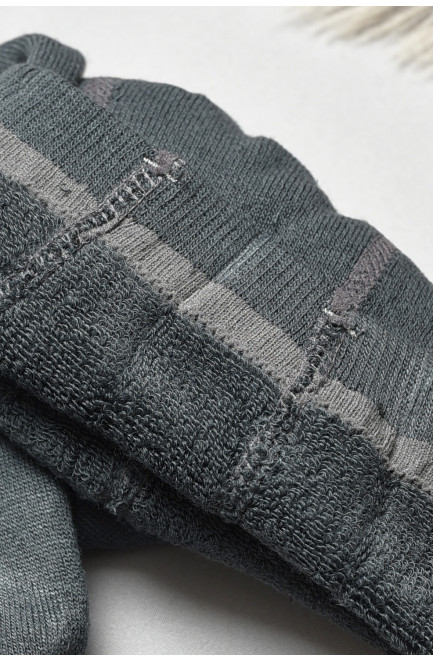 Колготы детские махровые для мальчика однотонные темно-серого цвета 191663L