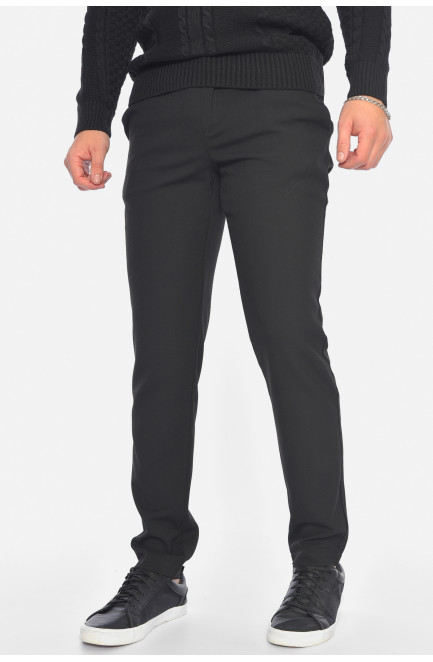 Брюки мужские однотонные черного цвета 191697L