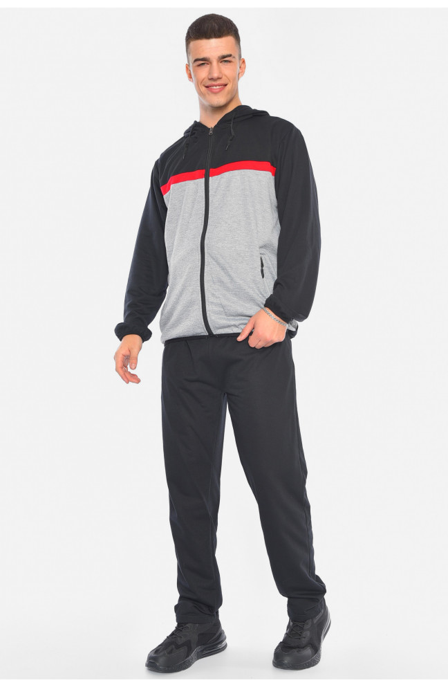 Спортивный костюм мужской черно-серого цвета 192036L