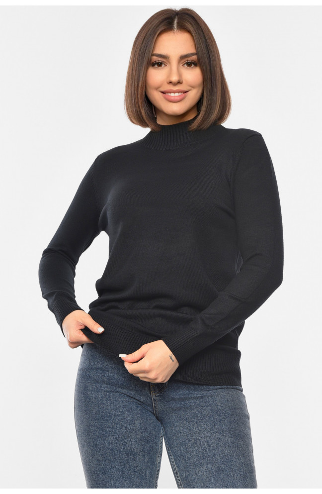 Свитер женский удлиненный черного цвета 192116L