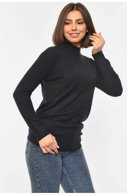 Свитер женский удлиненный черного цвета 192116L