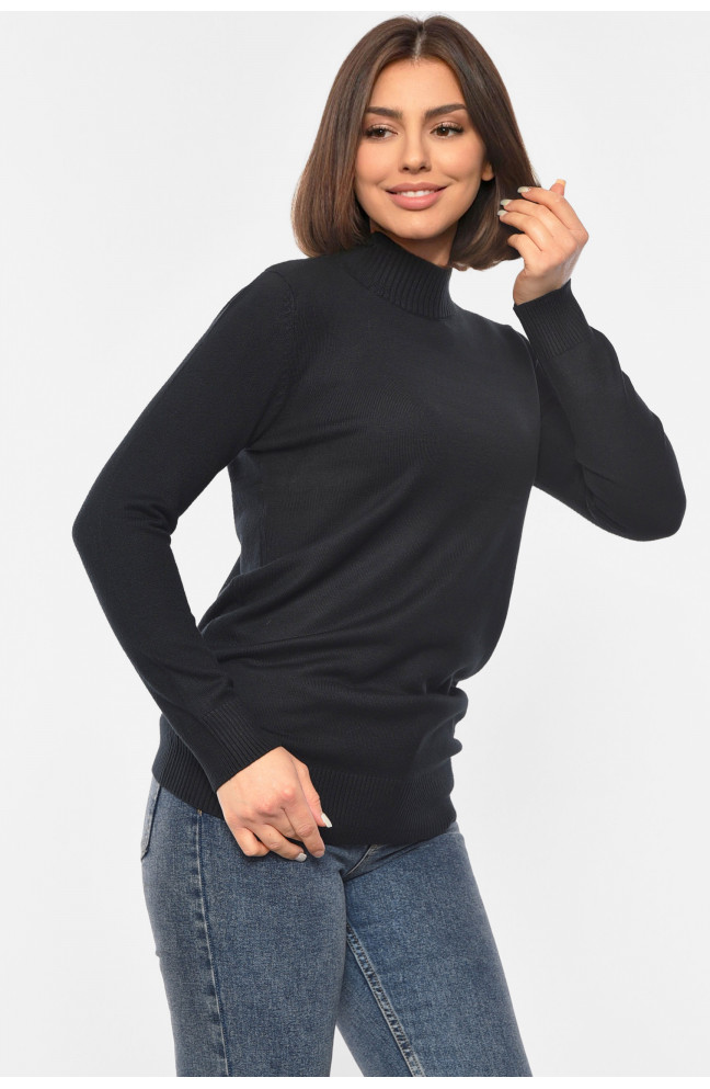 Свитер женский удлиненный черного цвета 192116L