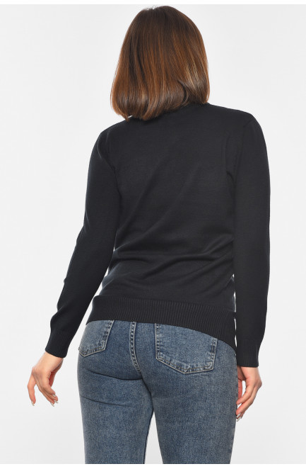 Свитер женский удлиненный черного цвета 192116L