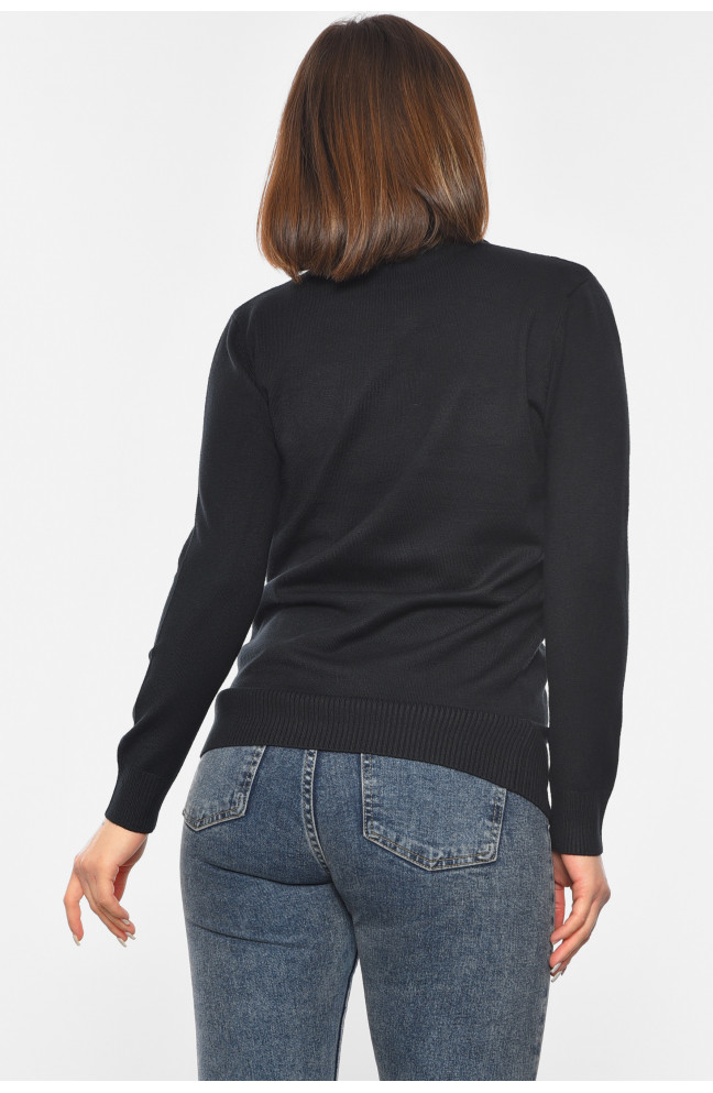 Свитер женский удлиненный черного цвета 192116L