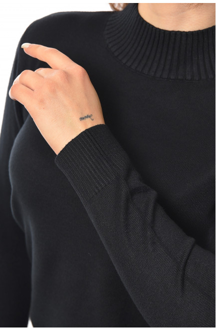 Свитер женский удлиненный черного цвета 192116L