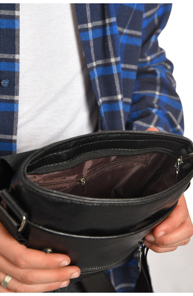 Сумка мужская через плечо из экокожи черного цвета 192849L