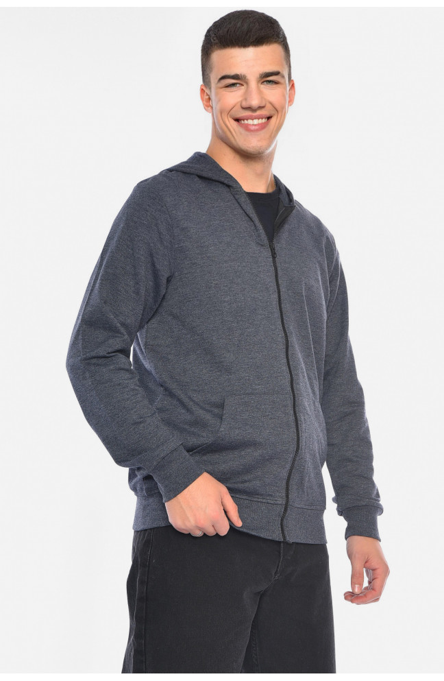 Кофта мужская на молнии темно-серого цвета 193028L