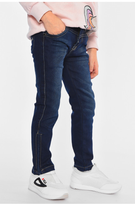 Джинсы детские для девочки синего цвета 193033L