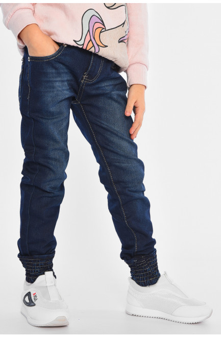 Джинсы детские для девочки синего цвета 193035L