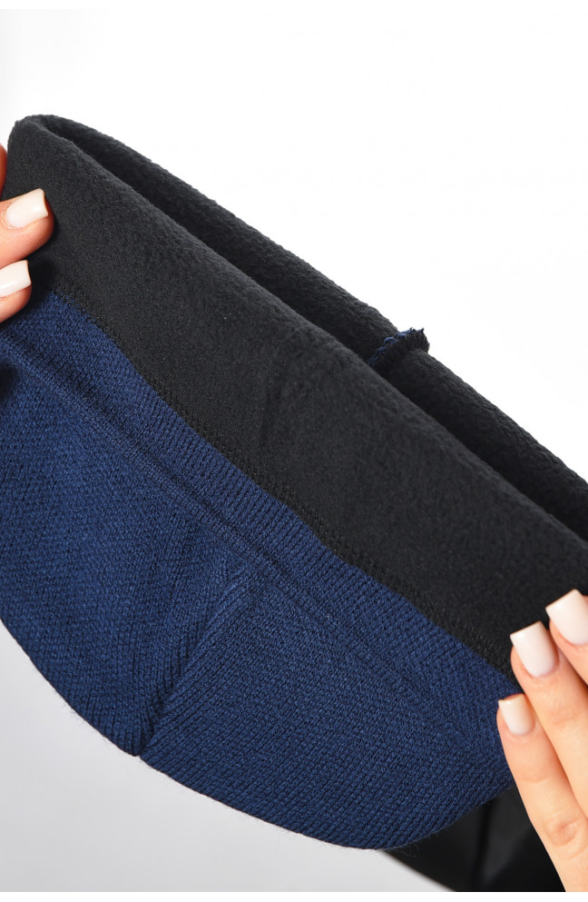 Шапка женская зимняя на флисе однотонная темно-синего цвета 193193L