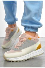 Кроссовки женские бело-сиреневого цвета на меху 193441L