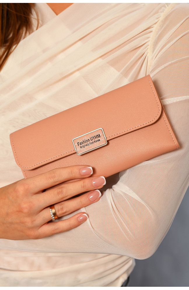 Кошелек женский из экокожи пудрового цвета 193468L