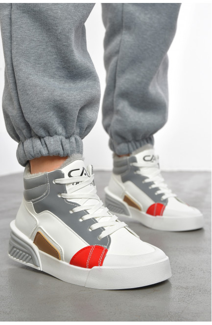 Кеды женские белого цвета на меху 193495L