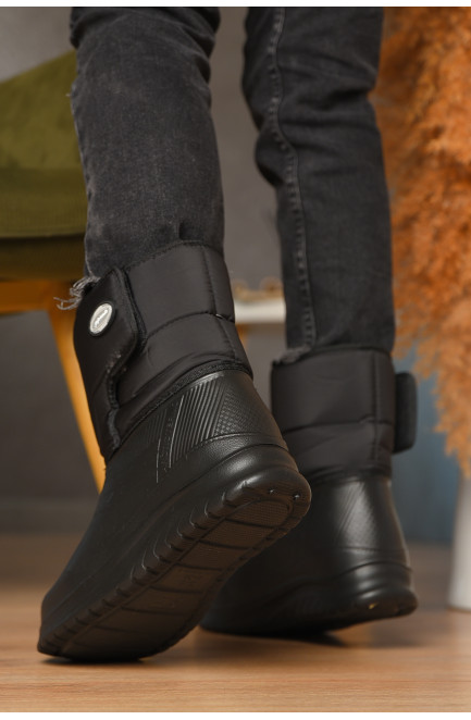 Дутики женские на меху черного цвета 193675L