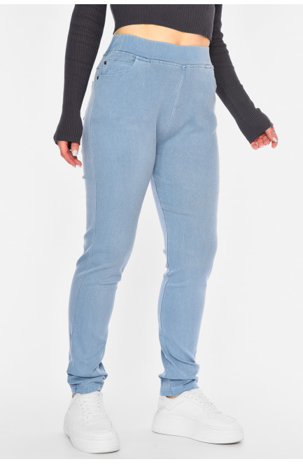 Джинсы женские полубатальные зауженные голубого цвета 193877L