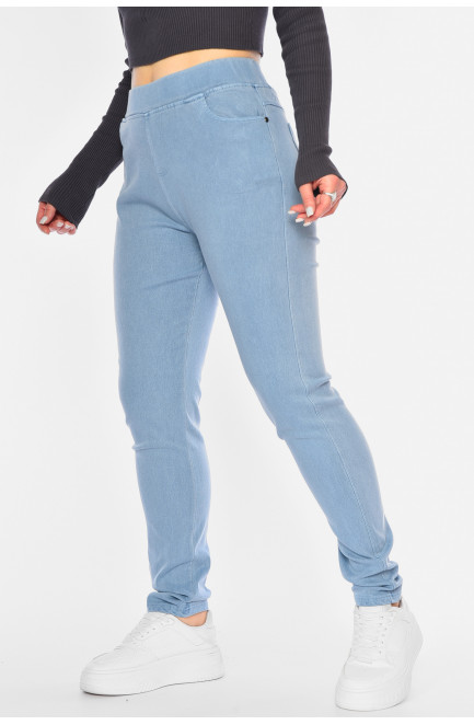 Джинсы женские полубатальные зауженные голубого цвета 193877L