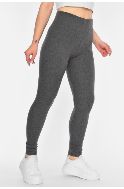 Лосины женские трикотажные полубатальные темно-серого цвета 193889L