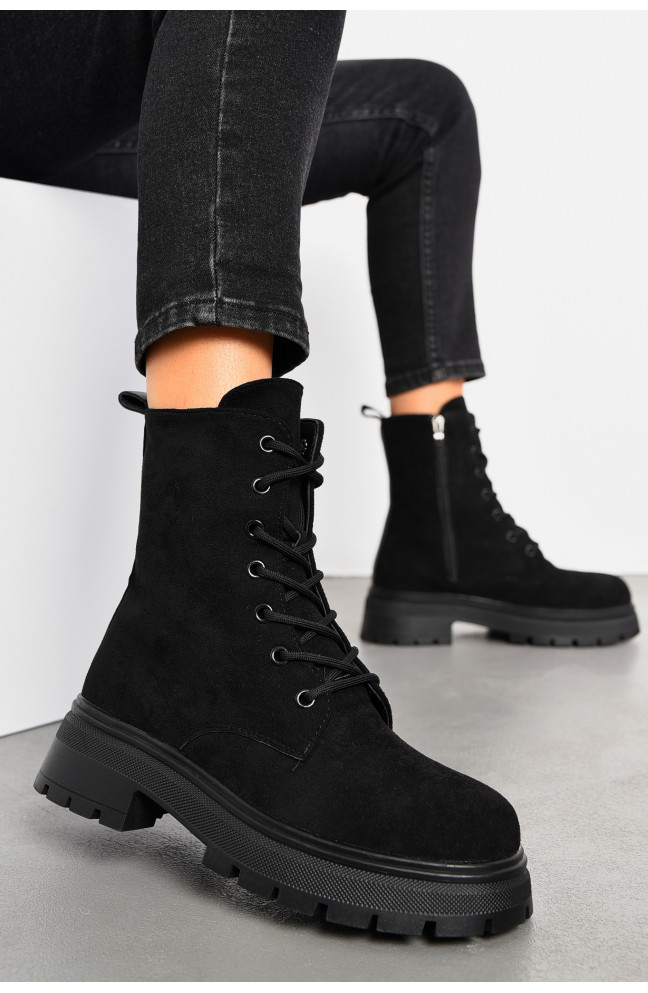 Ботинки женские зимние черного цвета 194060L