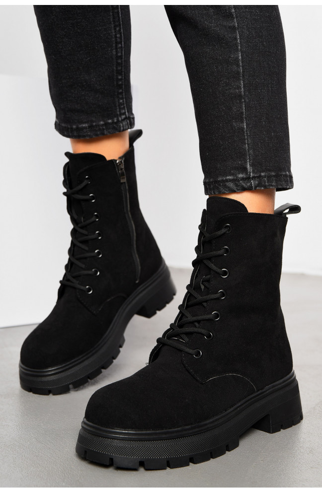 Ботинки женские зимние черного цвета 194060L